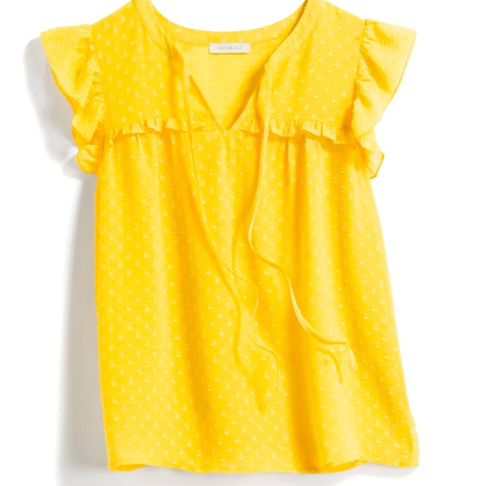 Vesler ruffle Yellow blouse by Skies Are Blue, size XS